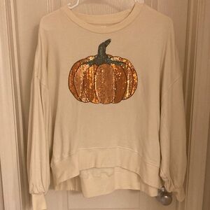 Pumpkin Sequin Cream Sweatshirt